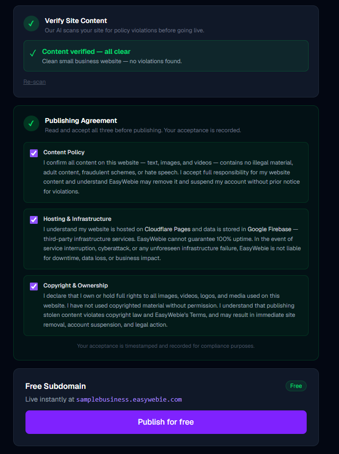 Step 3 — Terms of Service