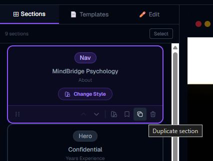 Saving your own best sections as templates